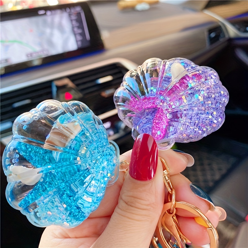 Starfish Keychain Liquid Floating Quicksand Keychains Bag Charm Car Key Ring