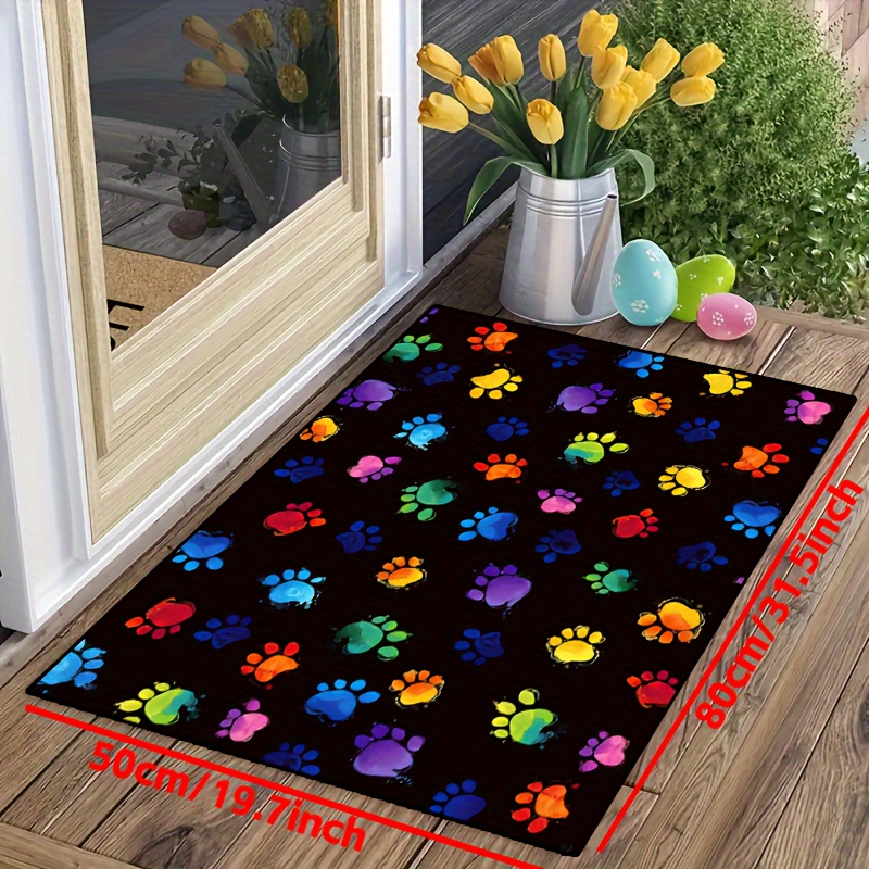 Dog Cat Paw Print Welcome Doormat Dirt Resistant Anti slip - Temu