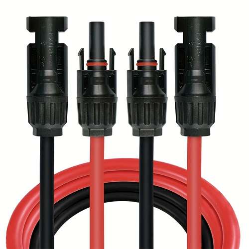 Solar Panel Pv Extension Cable 4/6mm² Square 12/10 Awg Tinned Copper Double Sheath Black Red Dc