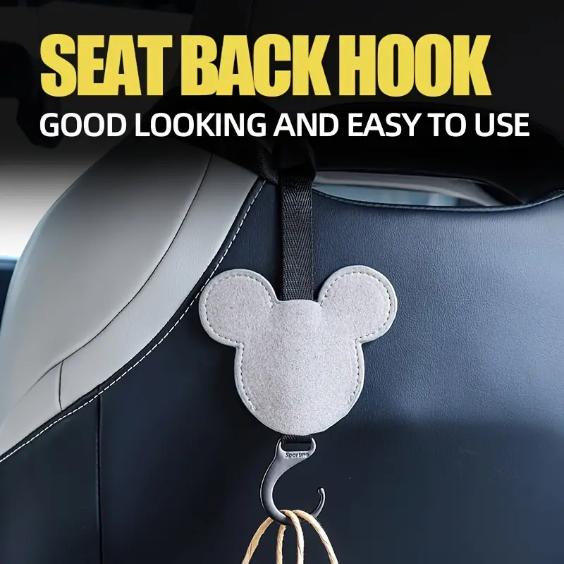 Car Seat Hook, Suede Leather Cartoon Hook Cute Classic Car Hook Hanger Car  Accessories - Temu