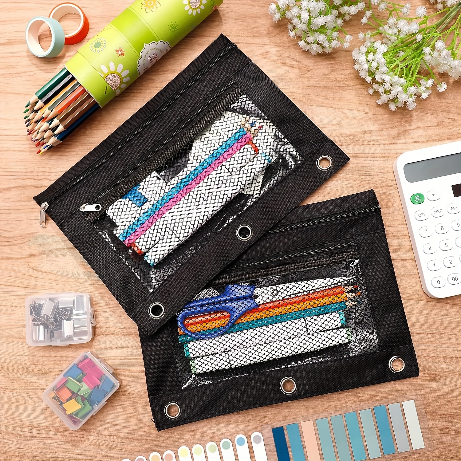 Clear 3 Ring Binder Pencil Pouch/ 3 Ring Binder Pencil Pouch/ Binder Pencil  Pouch/ Pencil Pouch/ Pencil Bag 