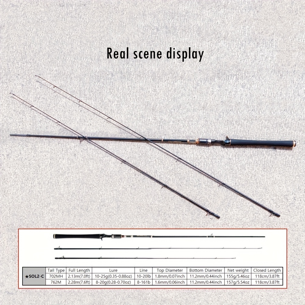 Fishing Rod With 2 Sections 2 Tips M Mh Action 8 25g Carbon - Temu
