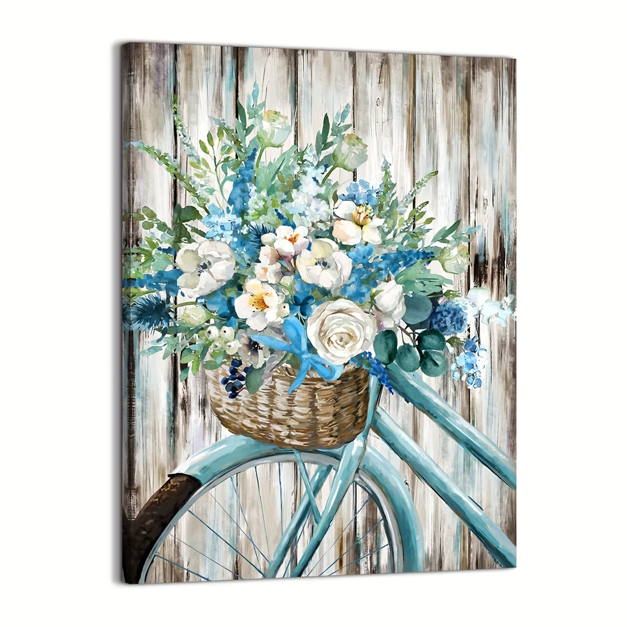 1pc Cadre En Bois Massif Toile De Lin Vélo Vintage Bleu - Temu Belgium