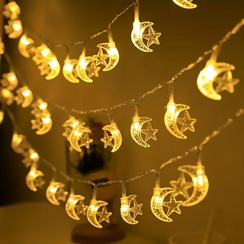 LITZEE Ramadan Lampe, Dekorative Holz Mondförmige LED Ramadan