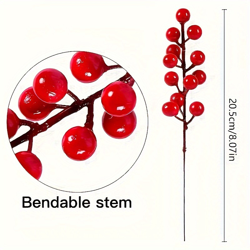 MOQ Artificial Flower Red Pearl Berries Branch For Wedding