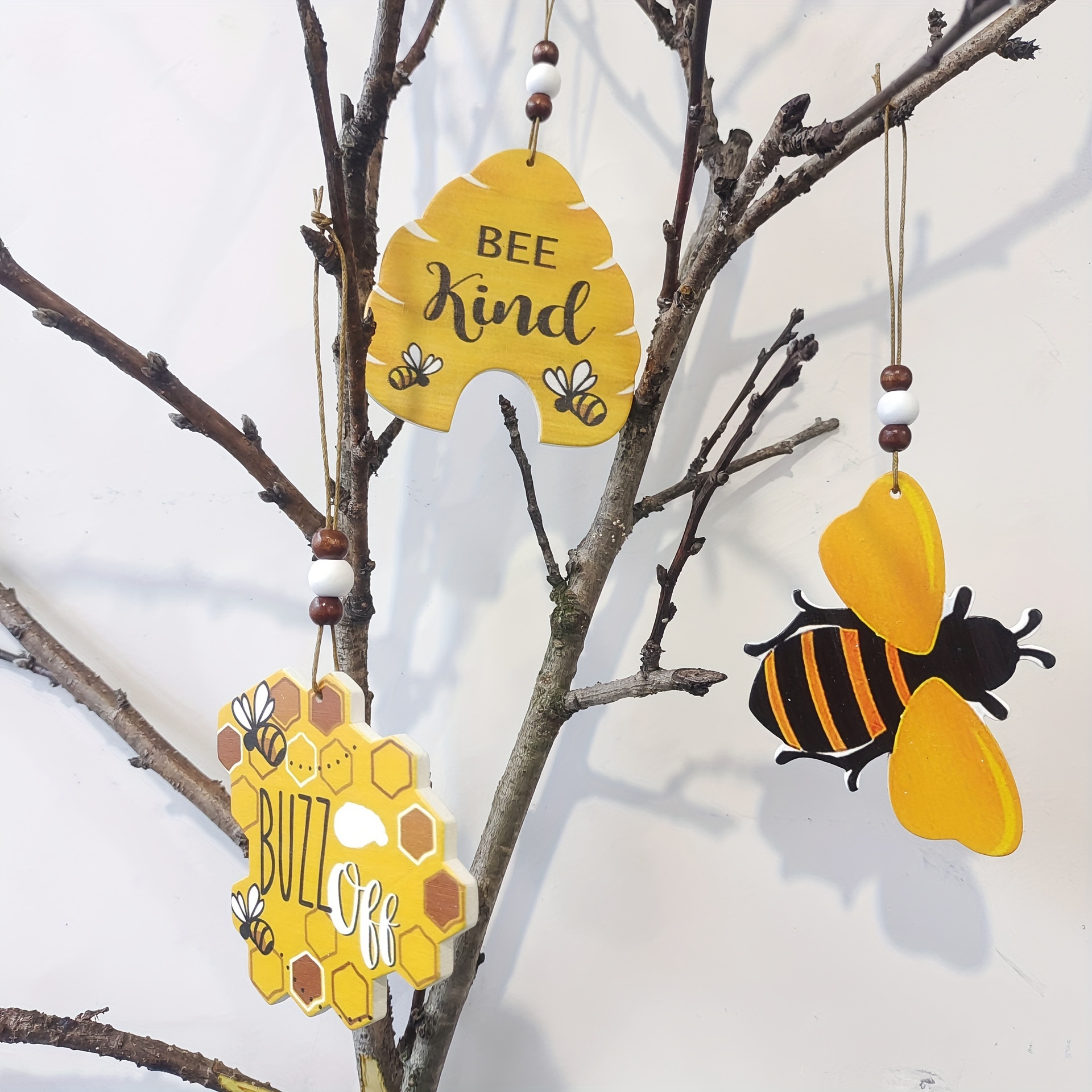 Great Decoration Crafts Bee Festival Decoration Pendant Pastoral Style  Wooden Beehive Ornaments Bee Crafts Wood Material #