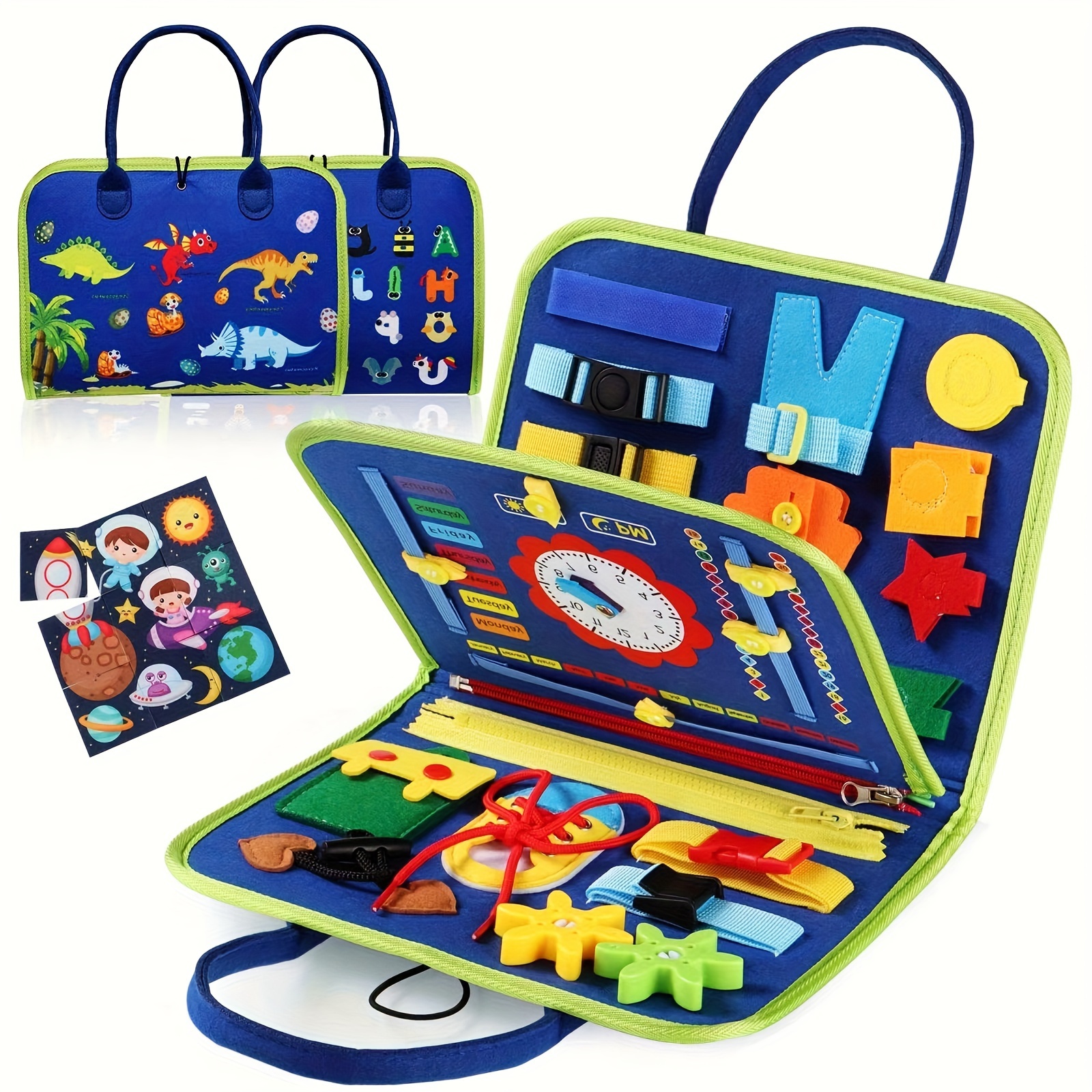 Dyzi Montessori Busy Board Sensory Learning Activity Toy Travel