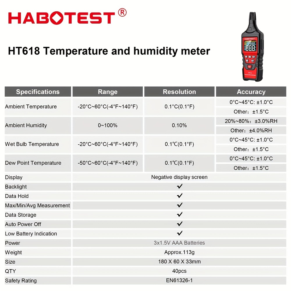  Handheld Digital Humidity & Temperature Meter 0~100