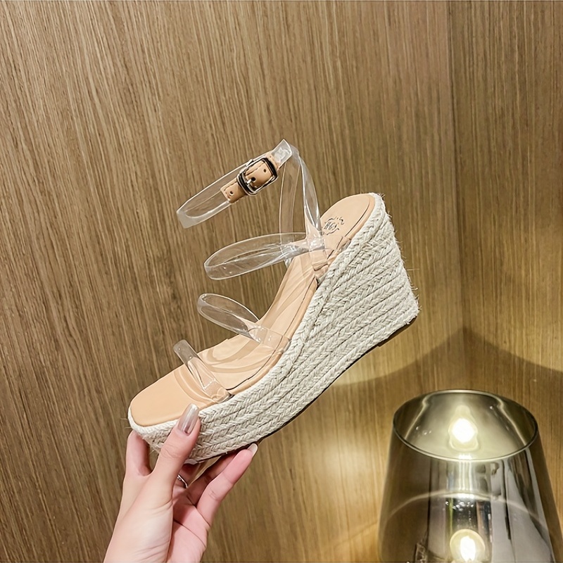 Women s Transparent Strap Wedge Sandals Casual Buckle Strap Temu