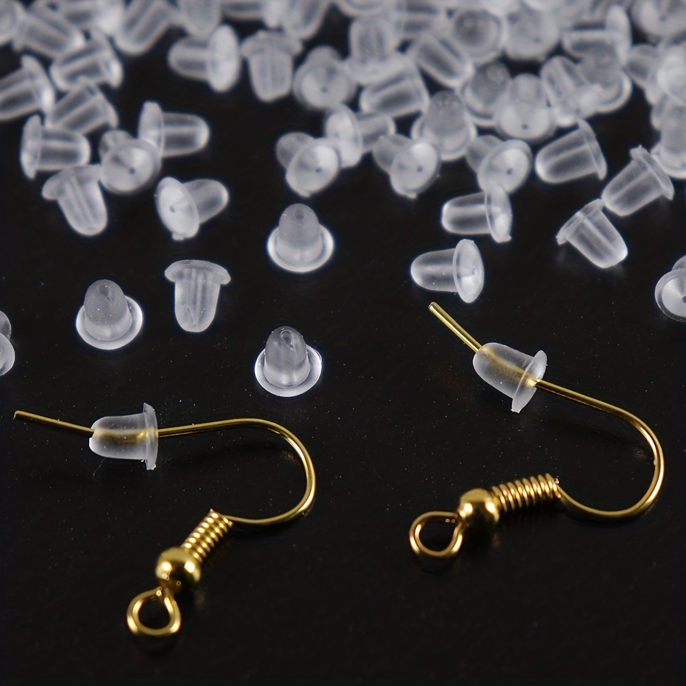 500pcs Clear Earring Backings, Earring Backs Bullet Clutch Stopper Replacements Hypoallergenic Secure Earring Backs for Studs Fish Hook Earrings