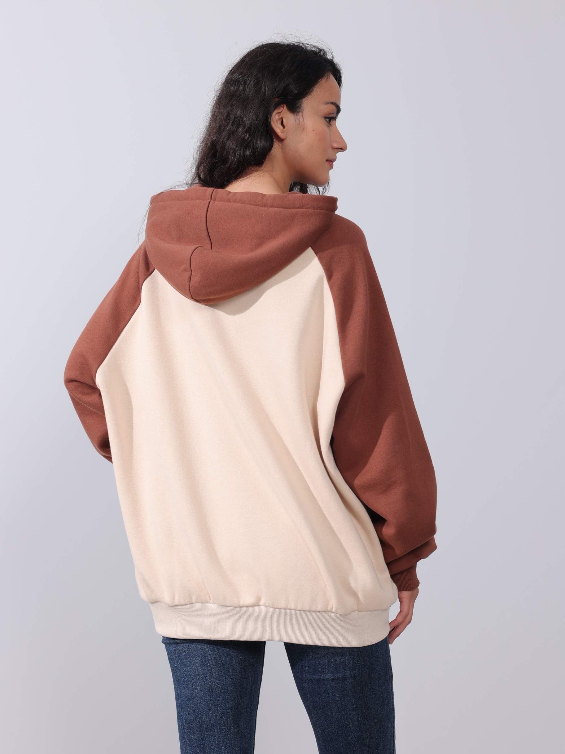 graphic-print colour-block hoodie
