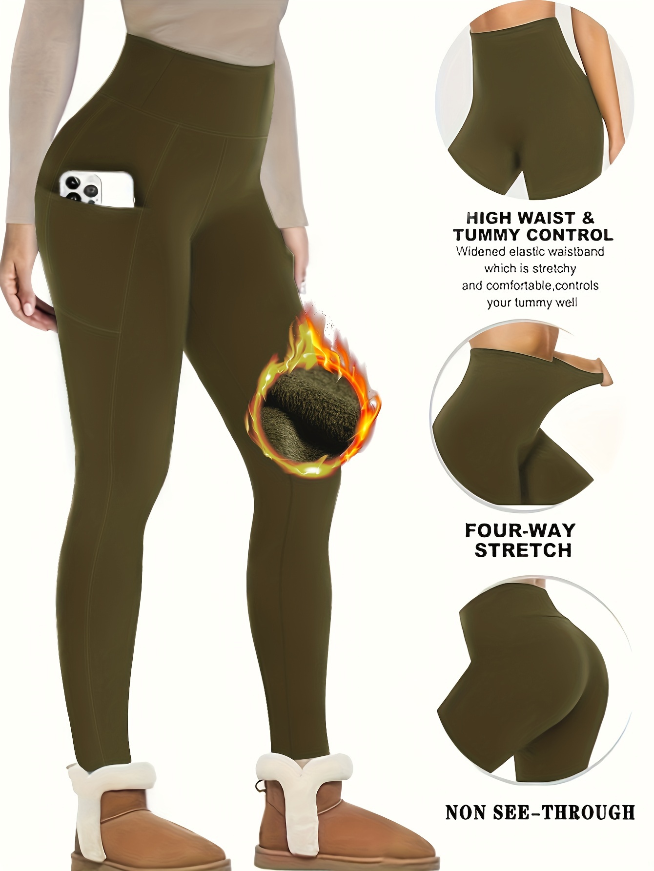 Plush Lined Shaping Pants Tummy Control Elastic Slimming - Temu