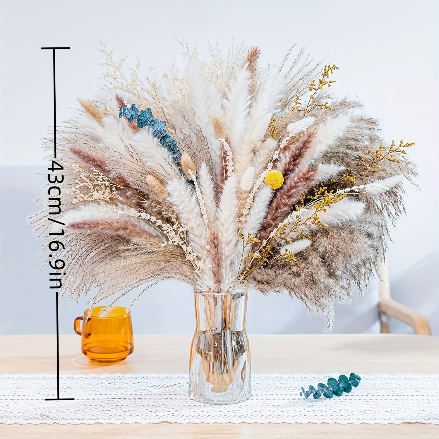  Pampas Grass Decor, 53 PCS Natural Dried Pampas Grass - Pampas  Grass, Reed, Bunny Tails, Fluffy Dried Floral Arrangements Bouquet for Boho  Room Home Wedding Decoration : Home & Kitchen