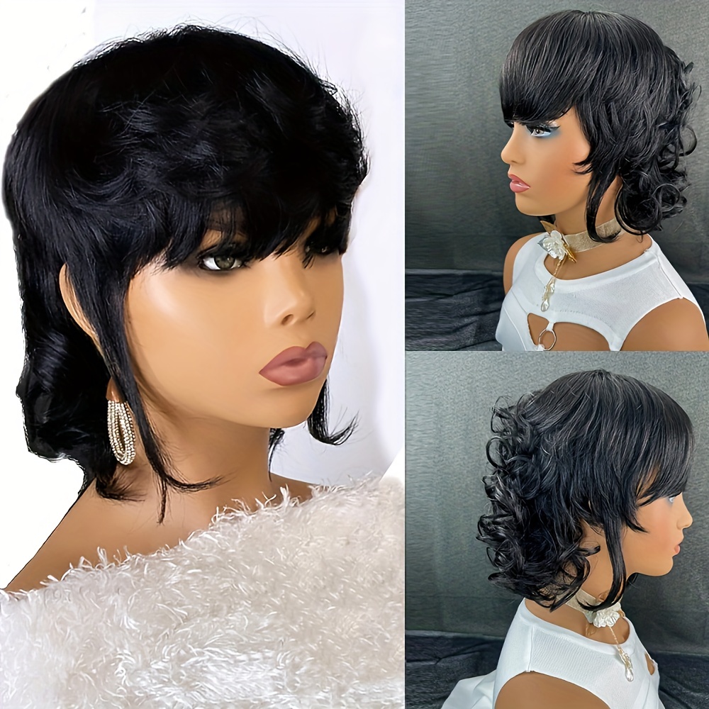 Layered human buy hair wig