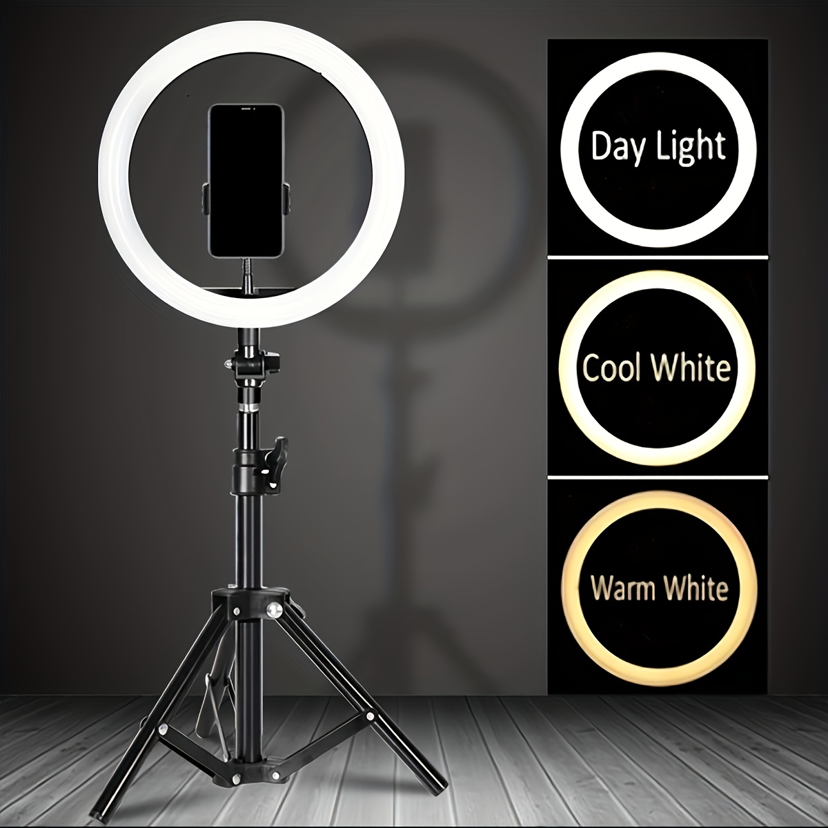 6.3” Ring Light Bureau, Lampe Selfie Anneau Lumineux Réglable