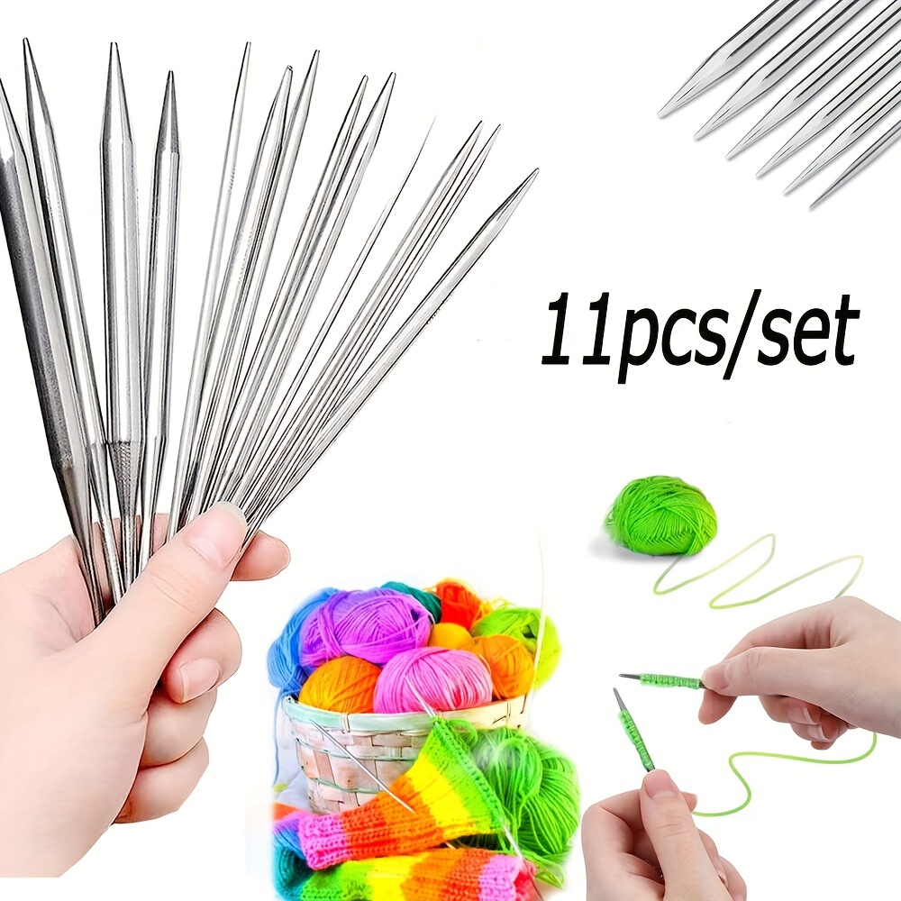 Size 6 Circular Knitting Needles 16 Inch Set Round Metal Kit