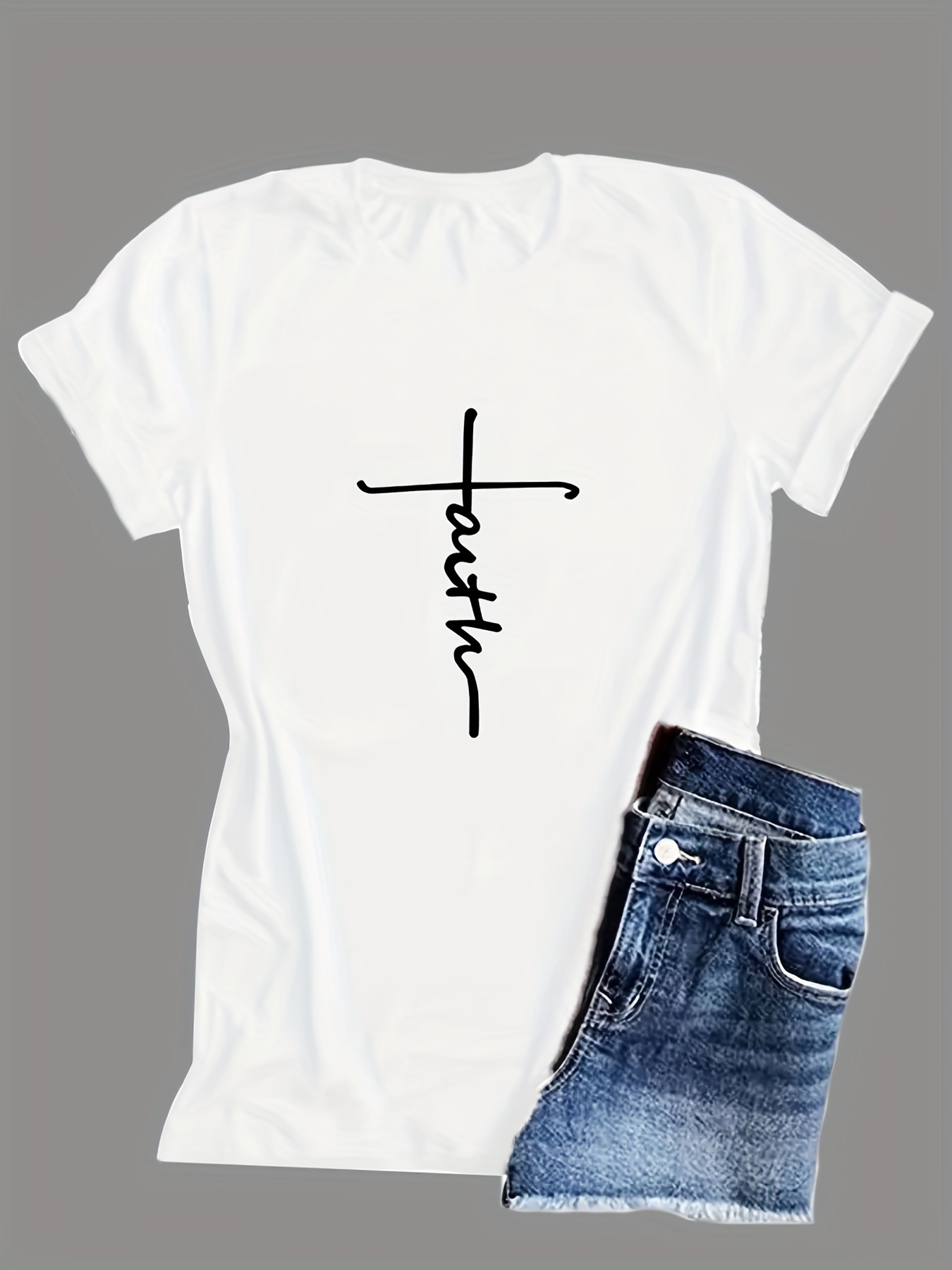 Pray Cross - shirt Sleeve T Short Print Christian Temu Neck V