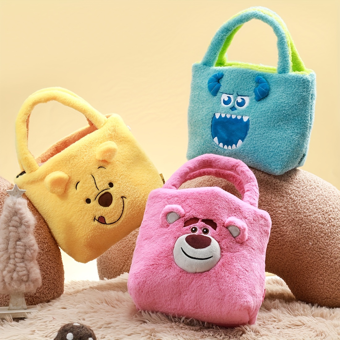 Plush Teddy Bear Reversible Tote Bag (3 Colors)