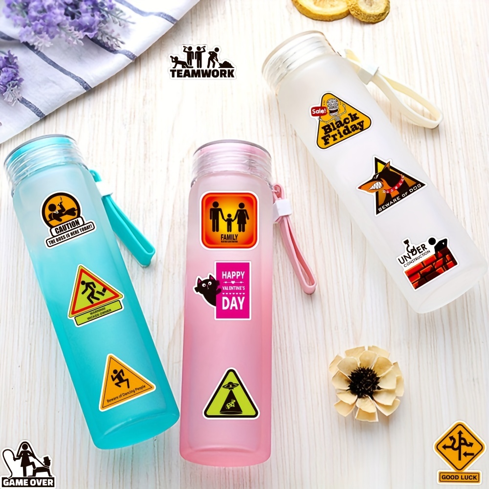 50pcs Warning Stickers For Water Bottles, Funny Warning Signs