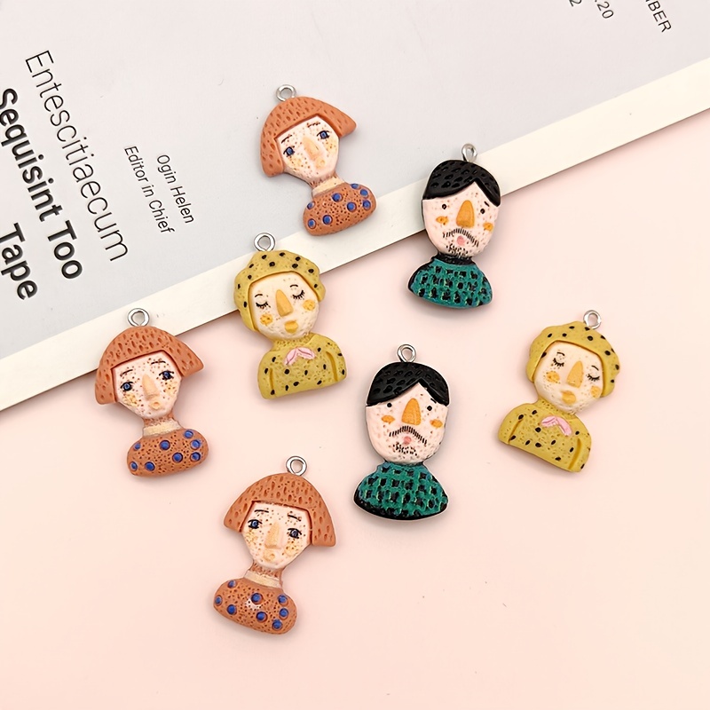 Funny Cartoon Avatar Resin Pendant Charms For Keychains - Temu