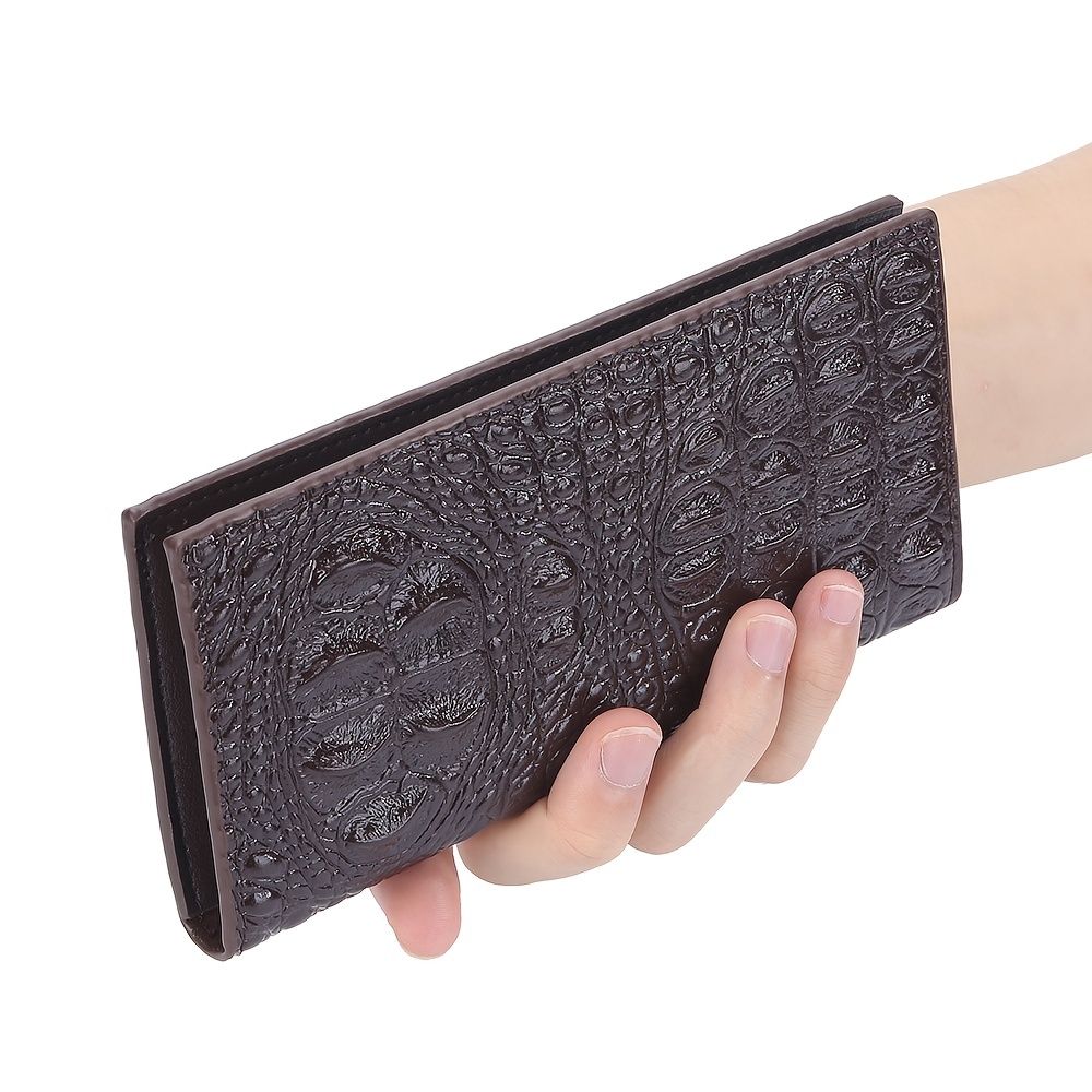 Men's Crocodile Head Long Wallet Zipper Business Wallet