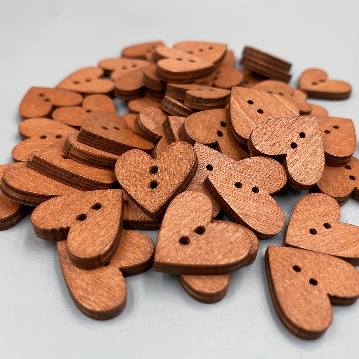 3 Sizes Mixed Wooden 'handmade Love Heart' Button Round - Temu