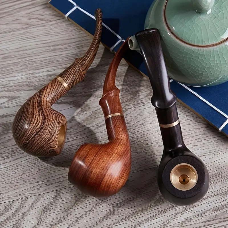 1pc full wood tobacco pipe solid wood vintage high end mens handmade cigarette holder can be washed nan wood tobacco pot two way tobacco appliance details 3