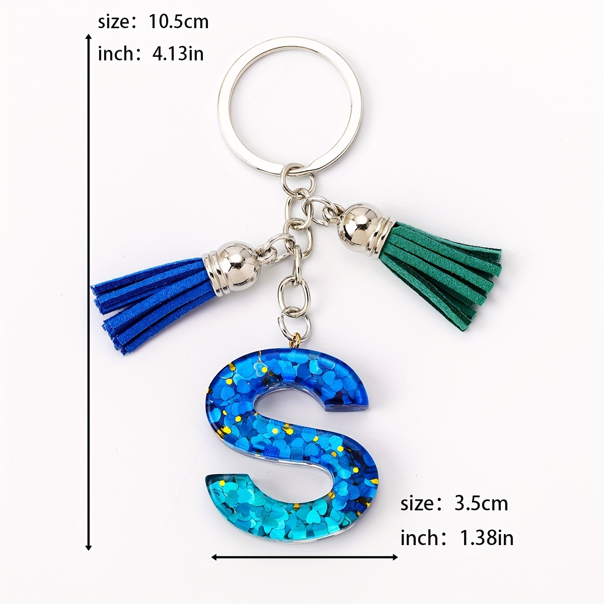 Blue Letter Sequin Keychain Blue/green Tassel Pendant - Temu New Zealand