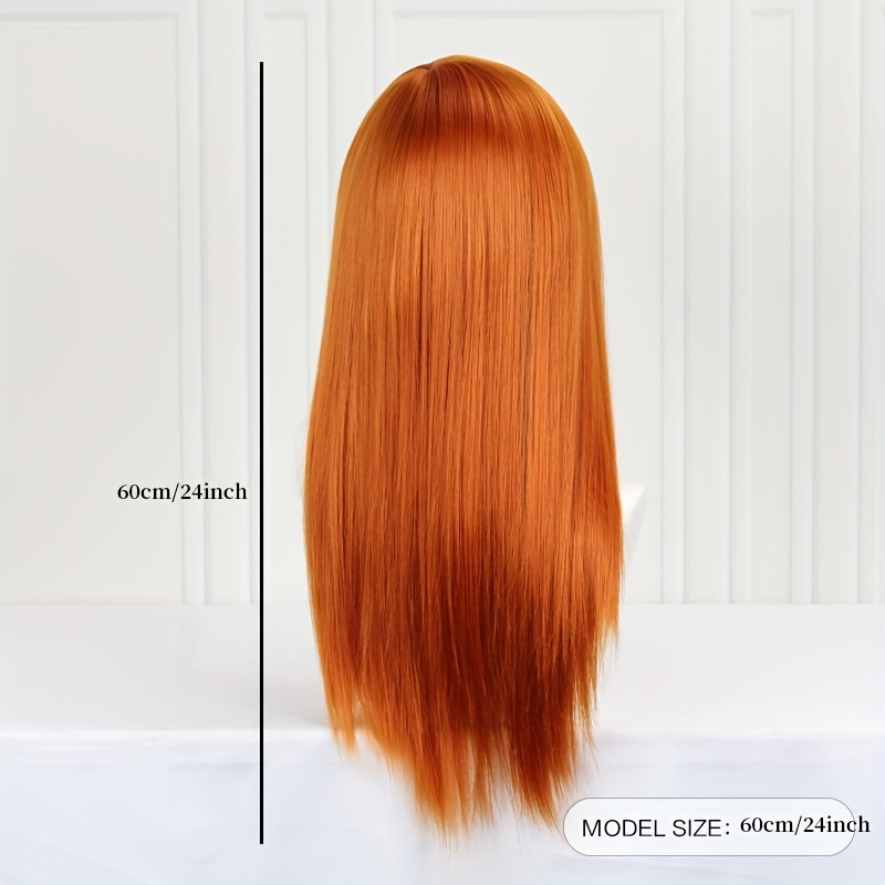 Long Orange Middle Part Wig for Women - 60-96 cm