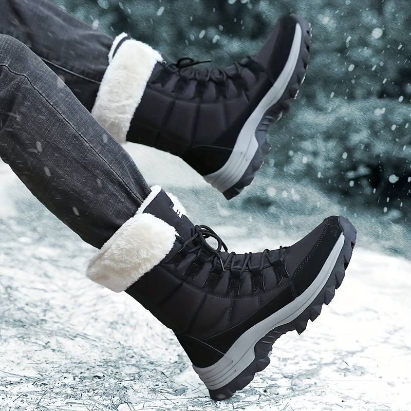 Mens High Top Snow Boots Warm Fleece Cozy Non Slip Ankle Boots Plush Comfy  Outdoor Hiking Shoes Lined Trekking Shoes Winter, Shop The Latest Trends