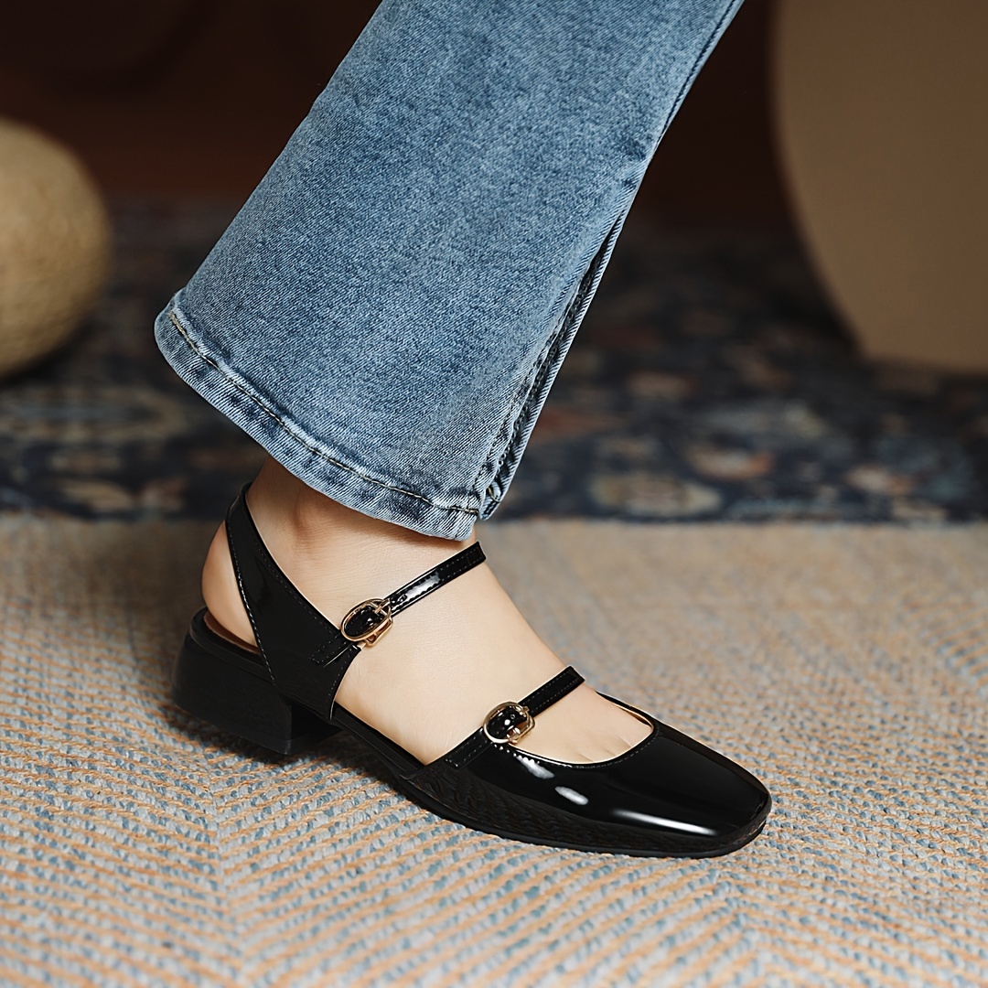 Womens T Strap Round Toe Mary Janes Buckle Flats Heels Casual