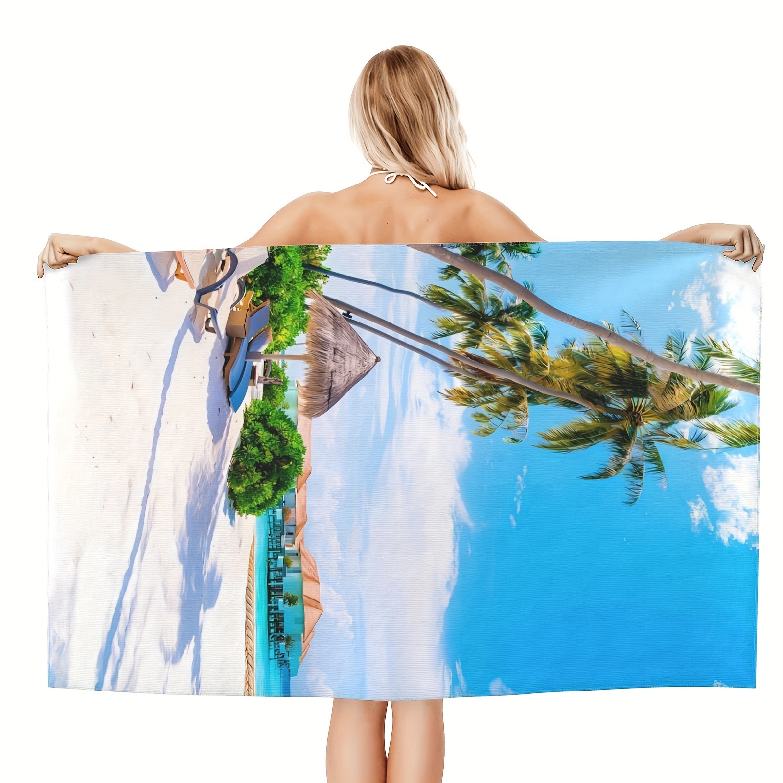 

1pc Beach Printed Beach Towel, Quick Drying Absorbent Beach Towel, Soft Comfortable Breathable Bath Towel, For Outdoor Travel Camping Beach Vacation, Beach Essentials