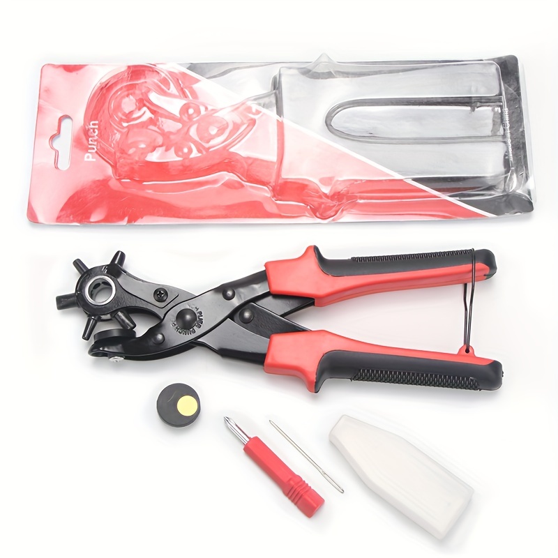Leather Hole Punch, Heavy Duty Multi Hole Sizes Punch Plier Tool Kit Set  for Belts, Watch Bands, Straps, Dog Collars, Saddles, Shoes, Fabric,  Plastic