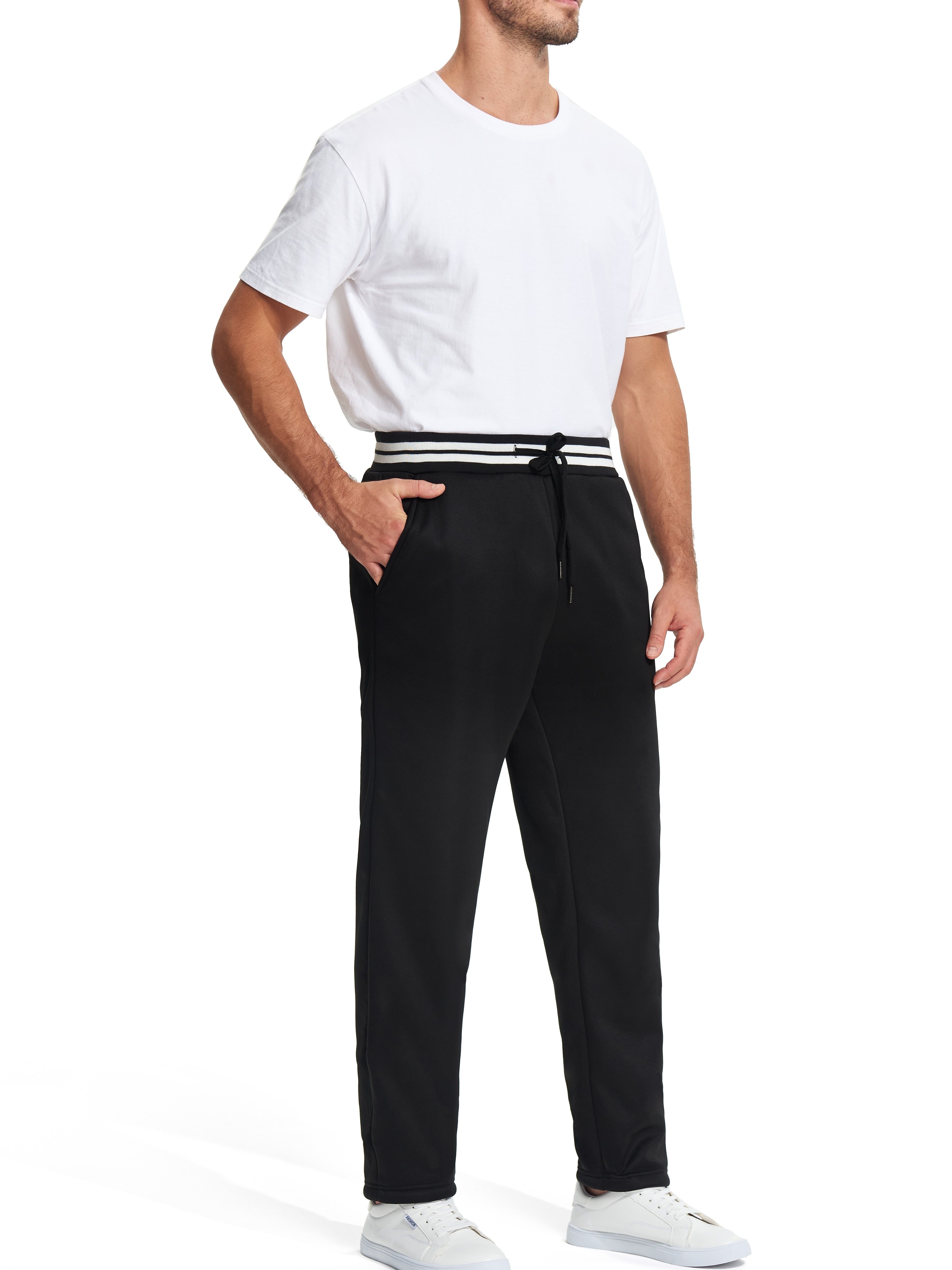Pantalon Thermique Épais Doublé Polaire Pour Hommes Jogging