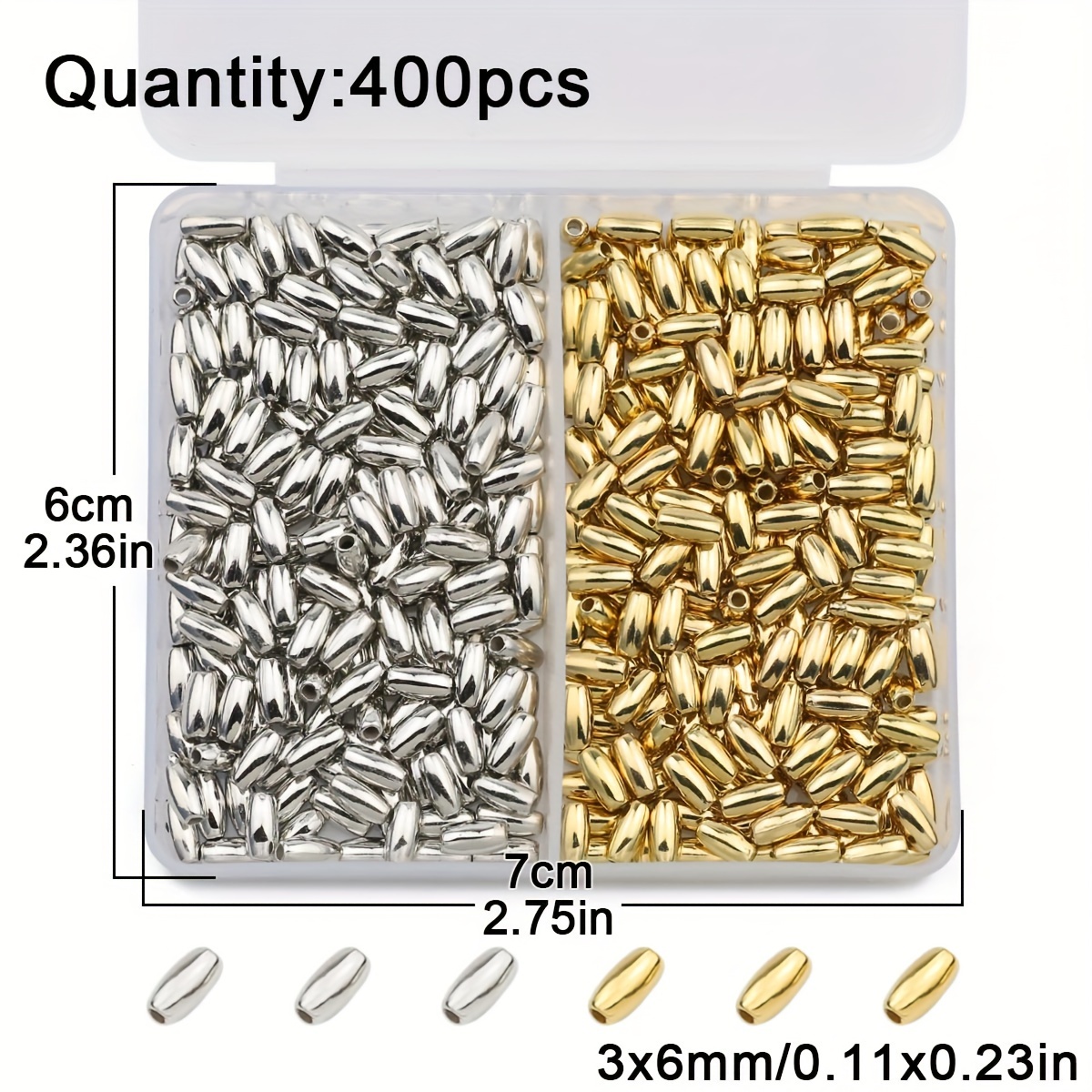 Image of Dual-tone 3 X 6/4 X 8m Tube Beads Electroplated Kc K-color Ccb Loose Beads Spacer Beads Necklace Handmade Weaving Semi-finished Materials Handmade Jewelry Additions