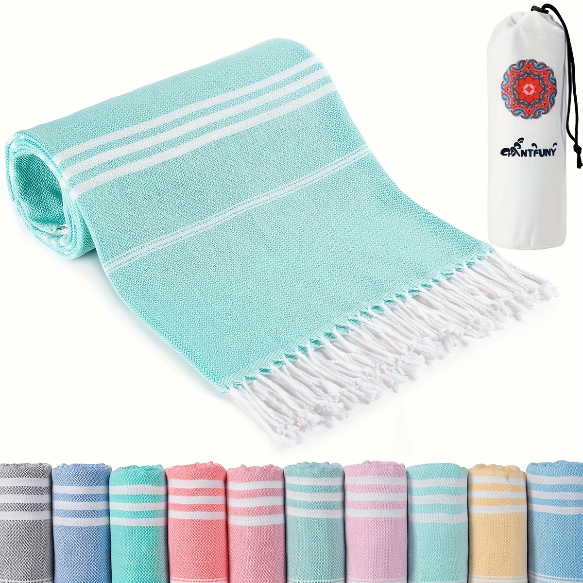 1 Pc Stripe Tassel Decor Beach Towel: Lightweight, Quick-Drying, Sandproof & Soft - Perfect for Vacation & Traveling!