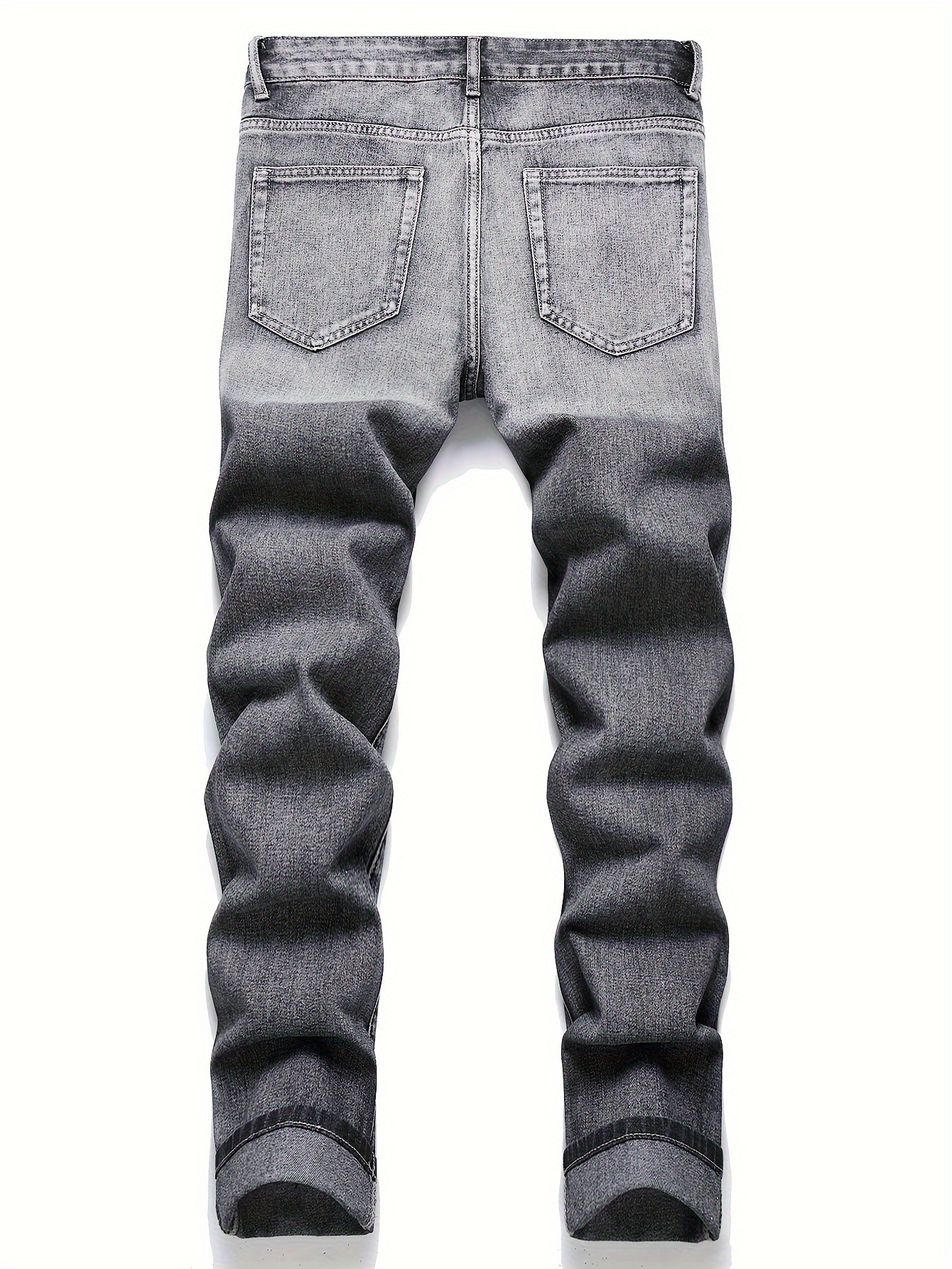Men's Ripped Shark Embroidery Print Denim Trousers Pockets - Temu