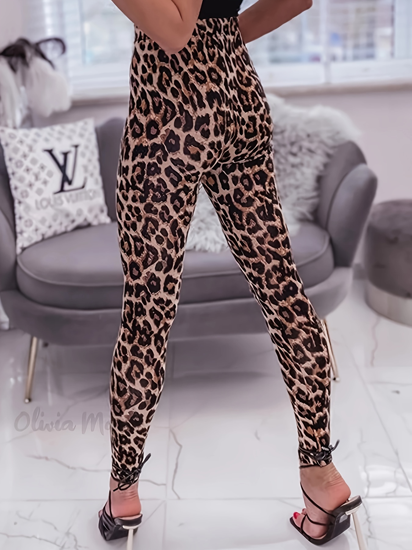 High-Waisted Leopard-Print Ankle Leggings For Women