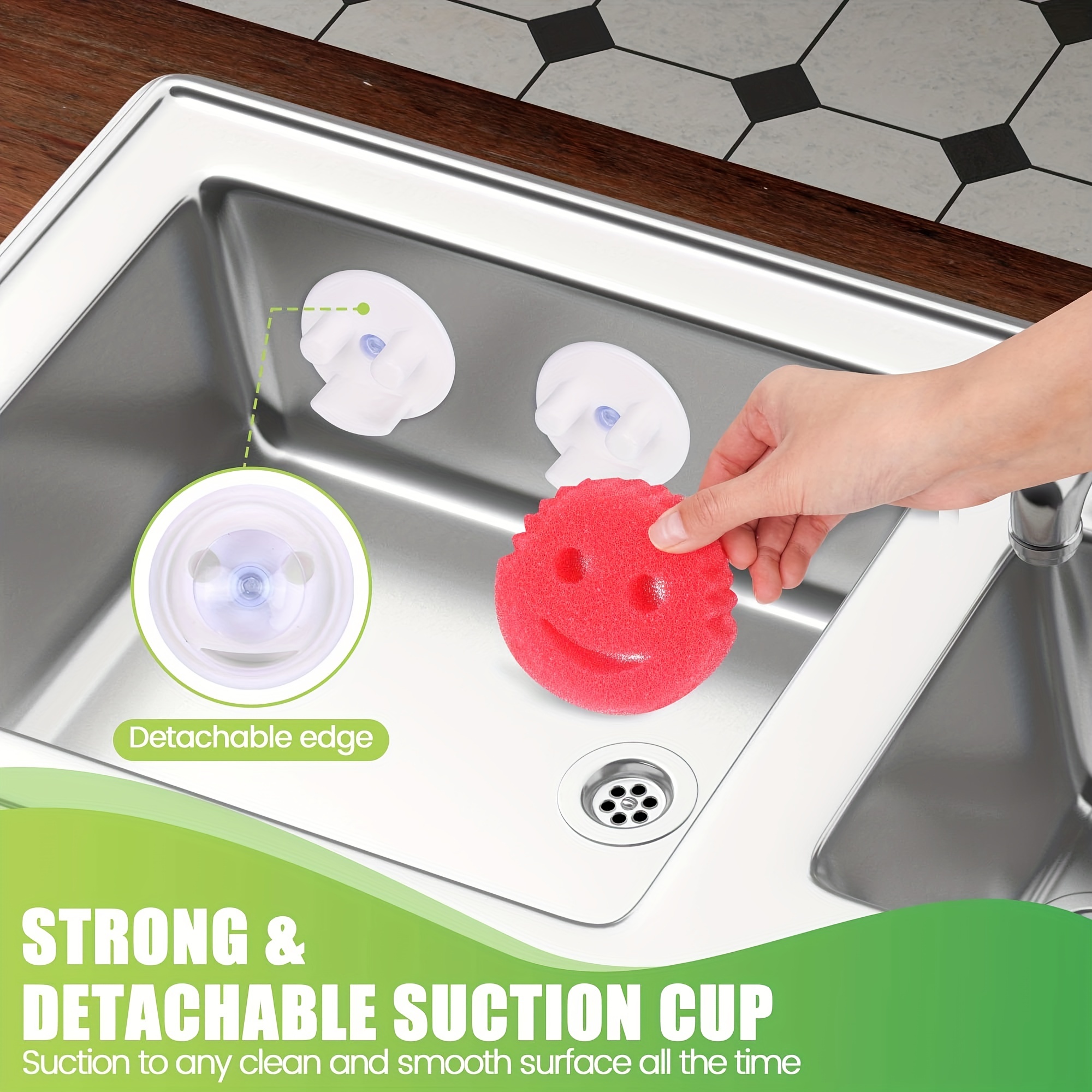 OVVE Home Sponge Holder Compatible with The Scrub Daddy Sponge, Smiley Face Sponge Holder with Suction Cup Mount, Kitchen/Bathroom Sink Sponge