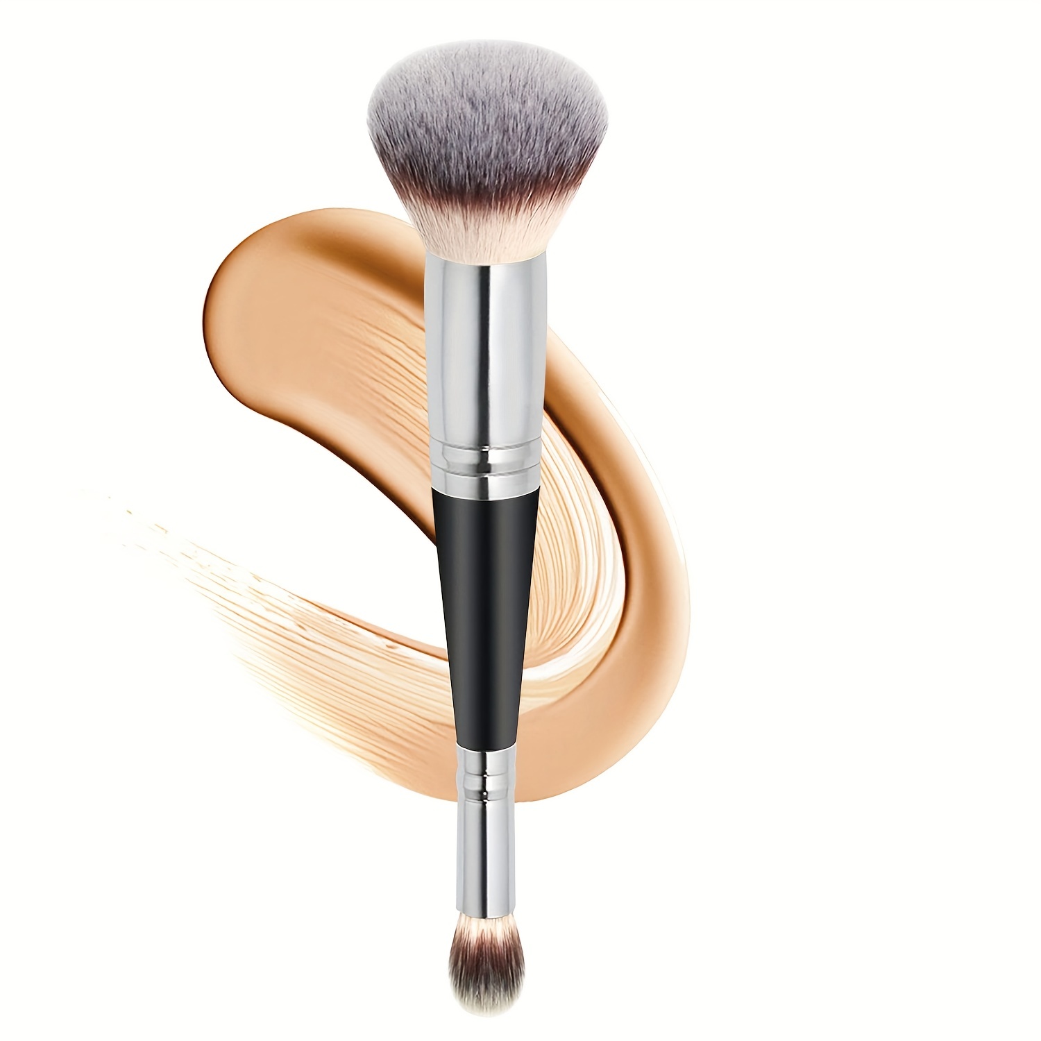 

Dual-ended Foundation Brush - 2-in-1 Make Up Brushes Premium Synthetic Flawless Makeup Brush For Kabuki Brush Blending Liquid Powder Concealer Cream Contour Blush - 1pc