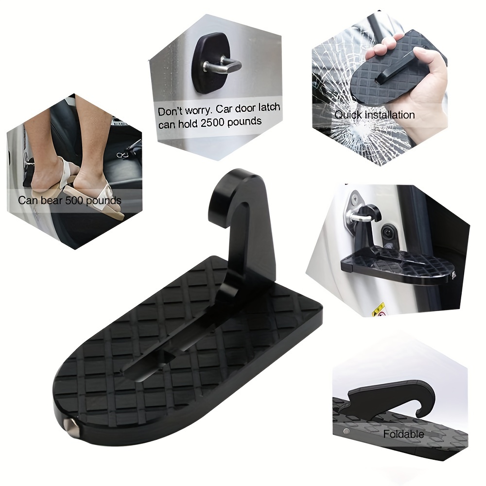 Car Door Step: Foldable Car Door Step Supports Both Feet, Climbing Assisted Car Roof Portable Steps Pedal for Suv, RV(Black)