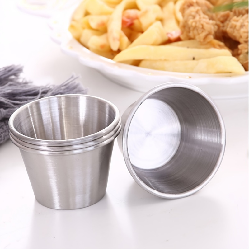 Stainless Steel Saucer Condiment Cup Salad Dressing - Temu