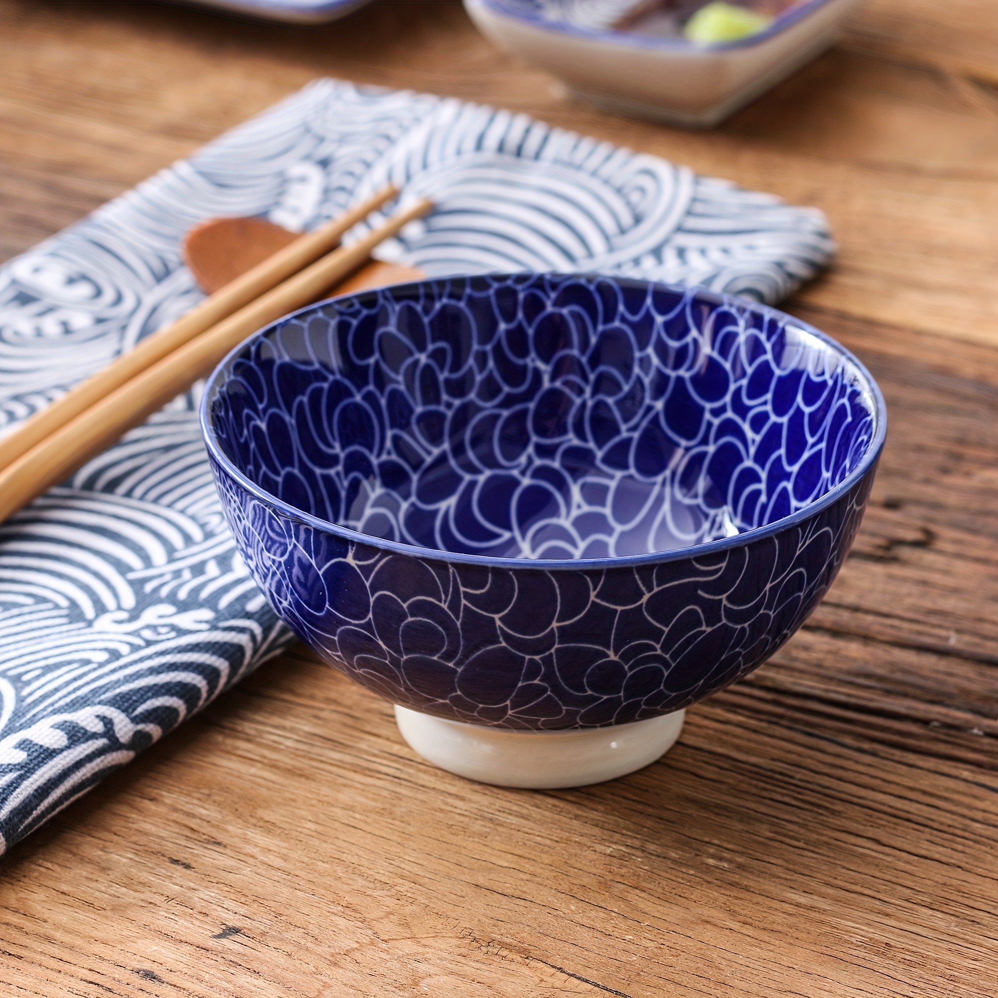 Japanese Style Ceramic Blue Sushi Serving Set Porcelain - Temu