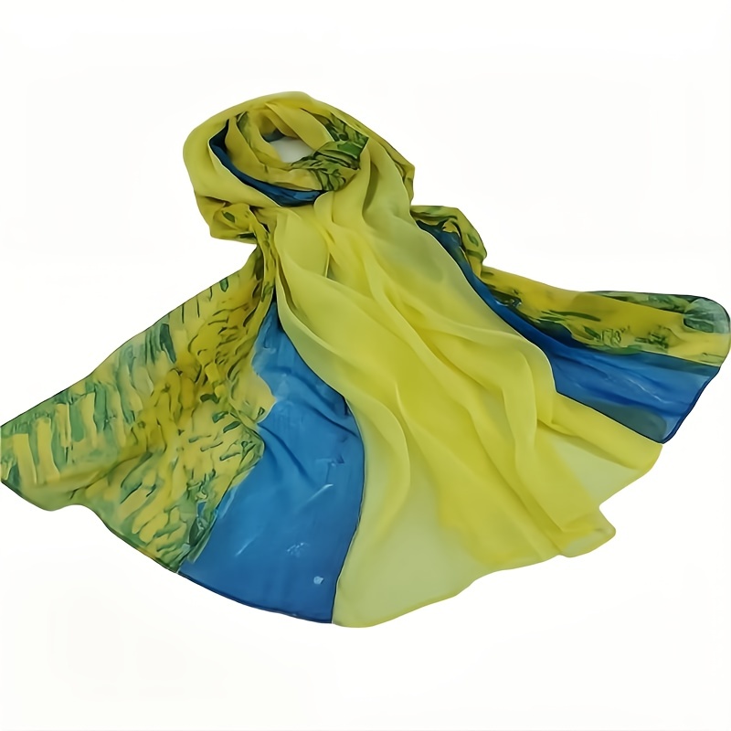 Silk Ladies Sun Protection Shawl Warm Printed Scarf