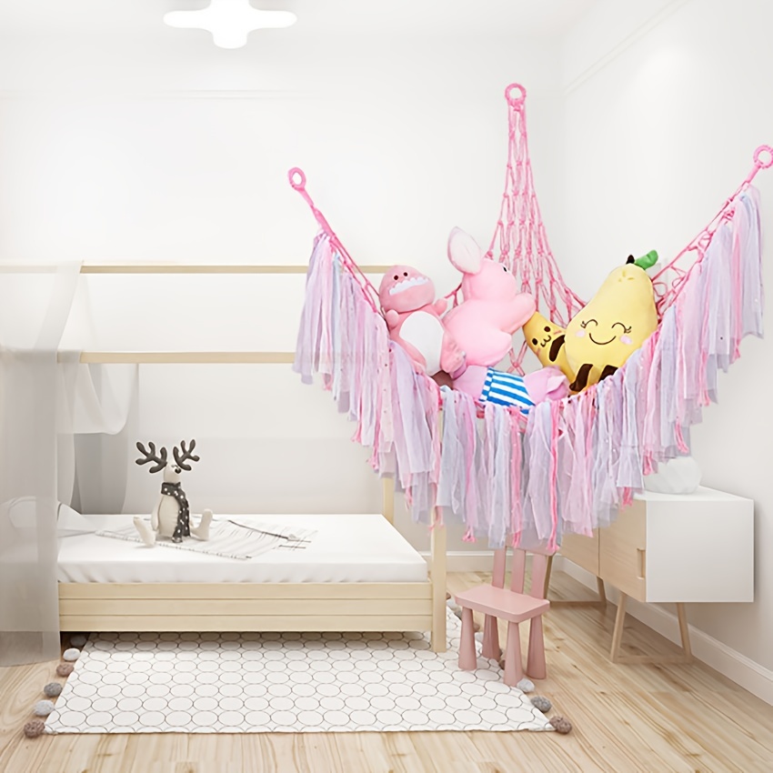 Boho Large Stuffed Toys Net With Tassel Hooks Corner Hanging - Temu