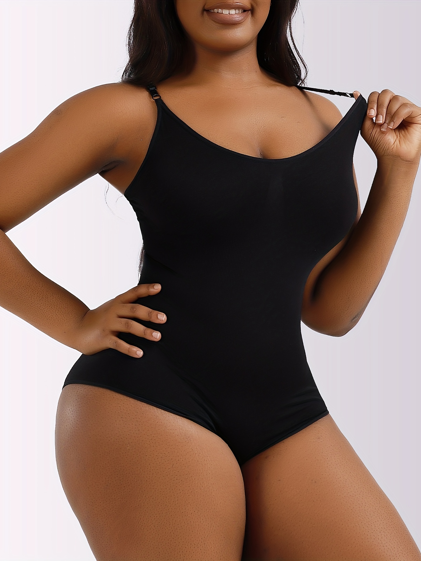 Dropship Plus Size Solid Seamless Cami Shapewear; Women's Plus Tummy Control  One Piece Body Shaper Slimmer to Sell Online at a Lower Price