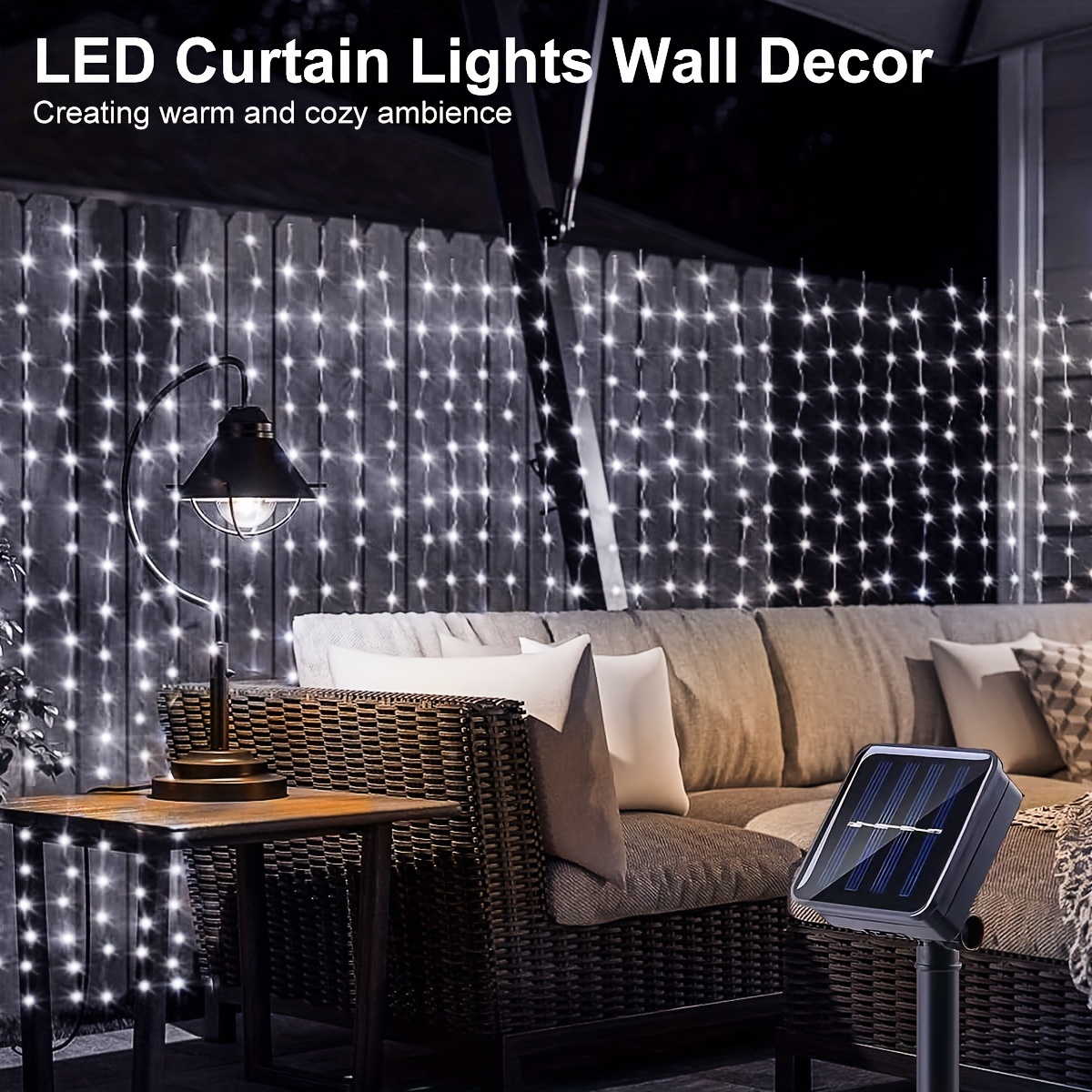 3mx3m Guirlande Lumineuse Rideau étanche éclairage décoration intérieur  extérieur 8 Modes 300 LED Blanc chaud
