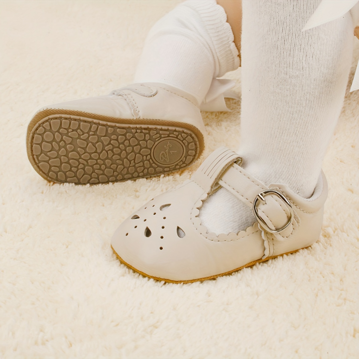 LIVELY & CHEERFUL Baby Girls Mary Jane Shoes Cute Wedding Dress Crib Shoes Prewalker Shoes