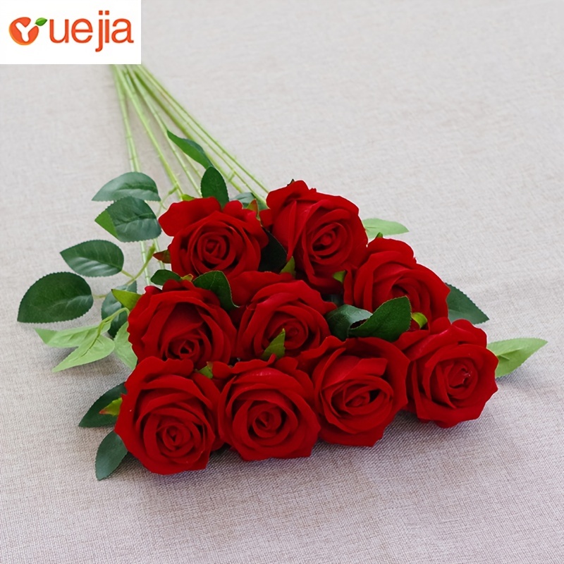 

6pcs Fleurs en soie artificielle, fleur artificielle résistante à l'oxydation de qualité supérieure, bouquet de roses réaliste avec longue tige pour la décoration de mariage à la maison et la fête