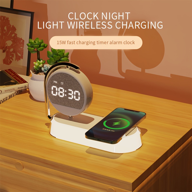 Mini Color Ambient Light, Wireless Charging LED Desk Light Speaker, Con  Sistema Audio Multifunzione Per La Ricarica Del Telefono, Orologio Sveglia  - Temu Italy